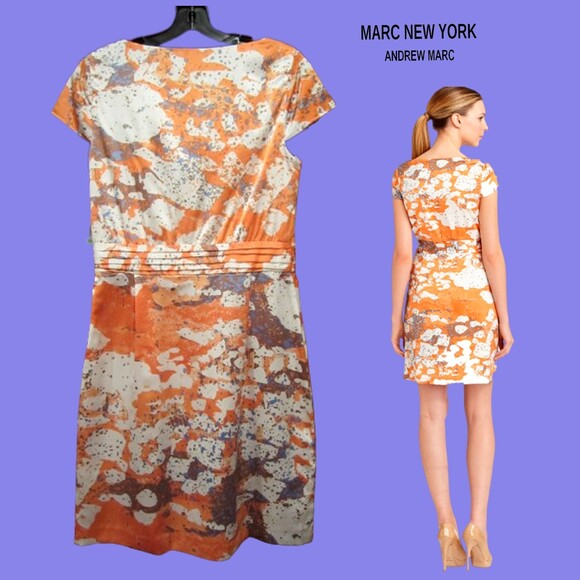 MARC NEW YORK NEW Abstract Watercolor Art Cowl Neck Pleated Dress 8 - Picture 8 of 11